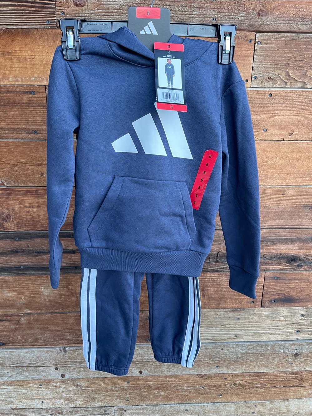 Adidas Kids 2-Piece Hoodie Jogger Set Size 6 Shadow Navy NWT